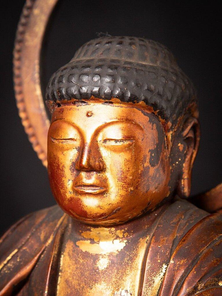 Bouddha japonais ancien en bois du Japon en vente 9