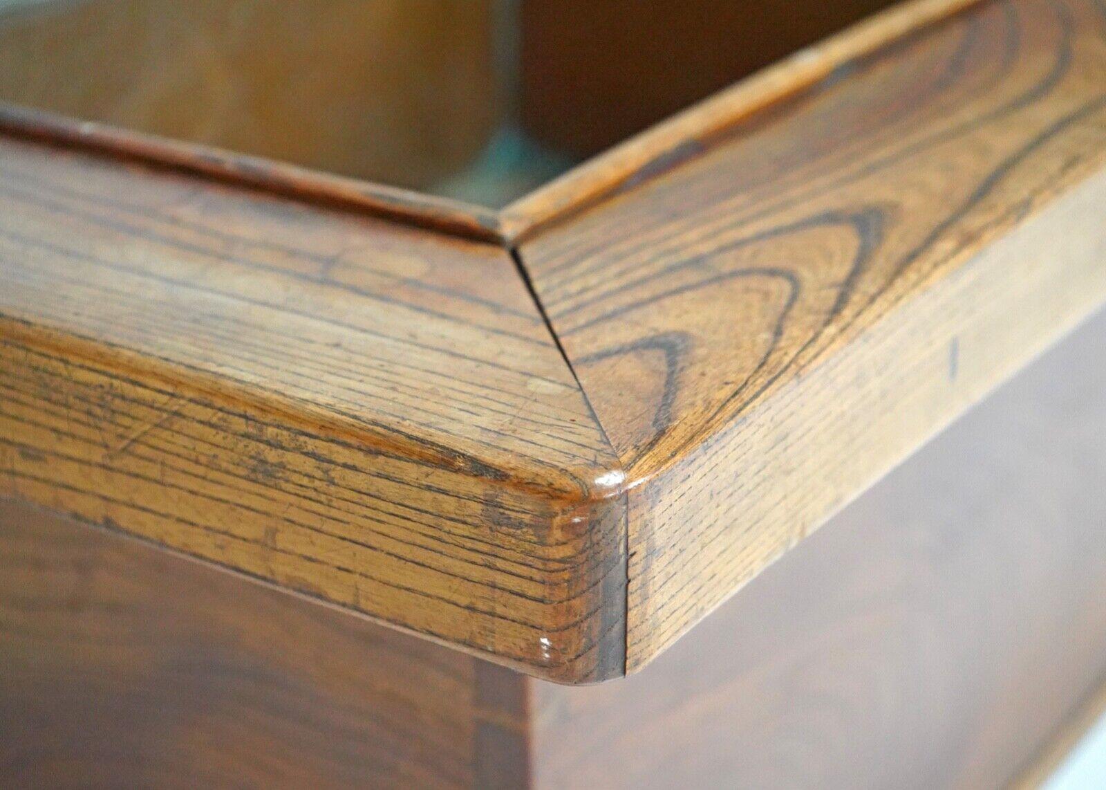 19th Century Antique Wooden Japanese Hibachi - Coffee Table With Copper Inset & Drawers