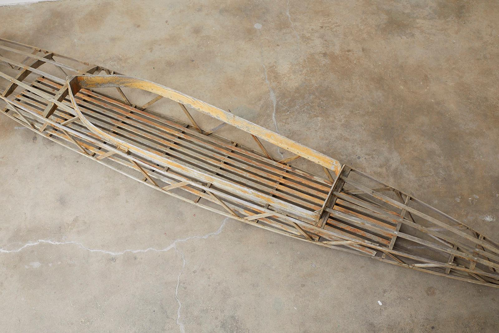 Antique Wooden Kayak or Canoe for Display 4