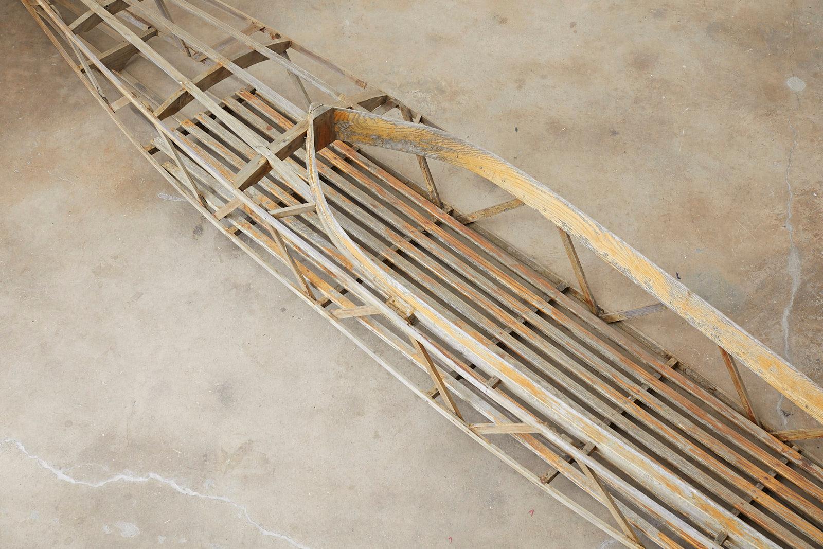 Antique Wooden Kayak or Canoe for Display 4