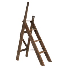 Antique Wooden Ladder from France, 20th Century, Brown Wood Finish