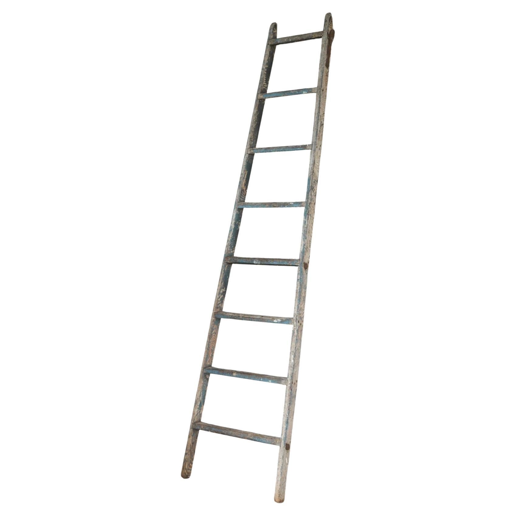 Antique Wooden Ladder in Beautifully Weathered Paint - 2 available For Sale