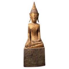 Antique Wooden Lanna Buddha Statue from Thailand