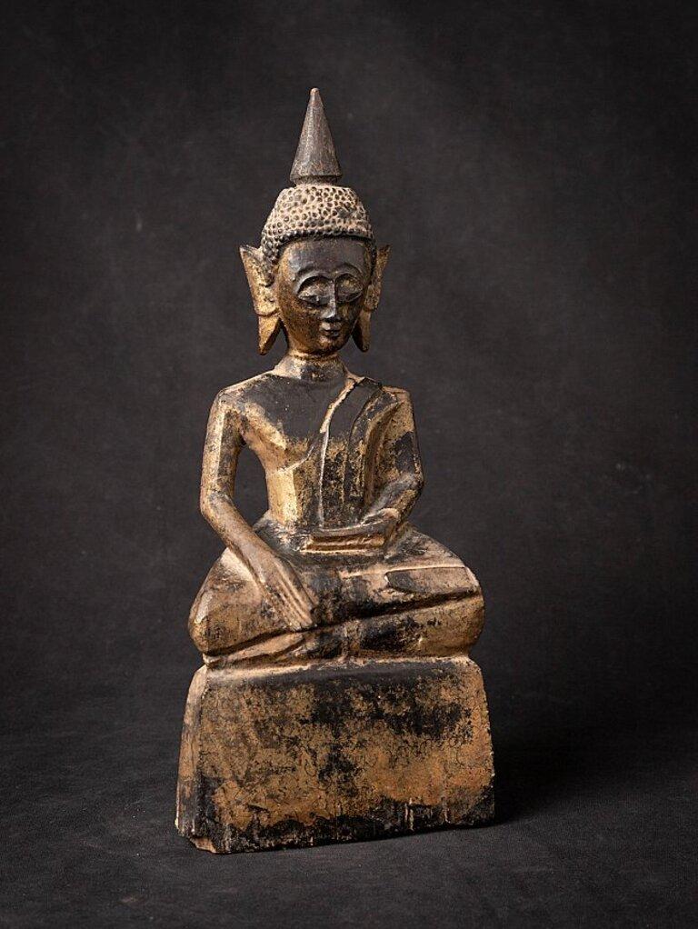 Antique wooden Laos Buddha statue from Laos  Original Buddhas In Good Condition For Sale In DEVENTER, NL