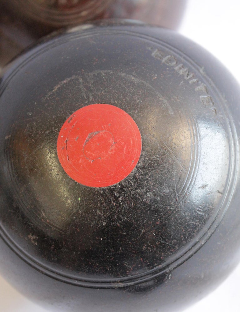 Antique Wooden Lawn Bowling Balls with Monograms at 1stDibs