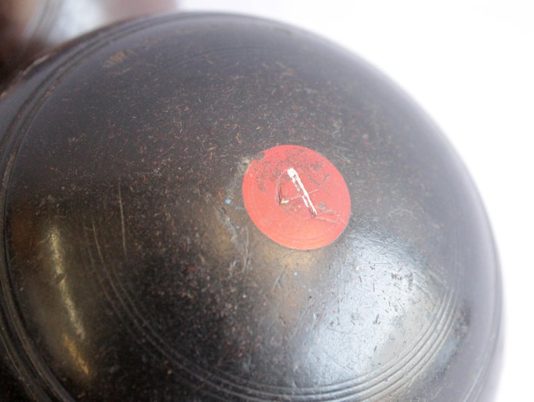 Antique Wooden Lawn Bowling Balls with Monograms at 1stDibs