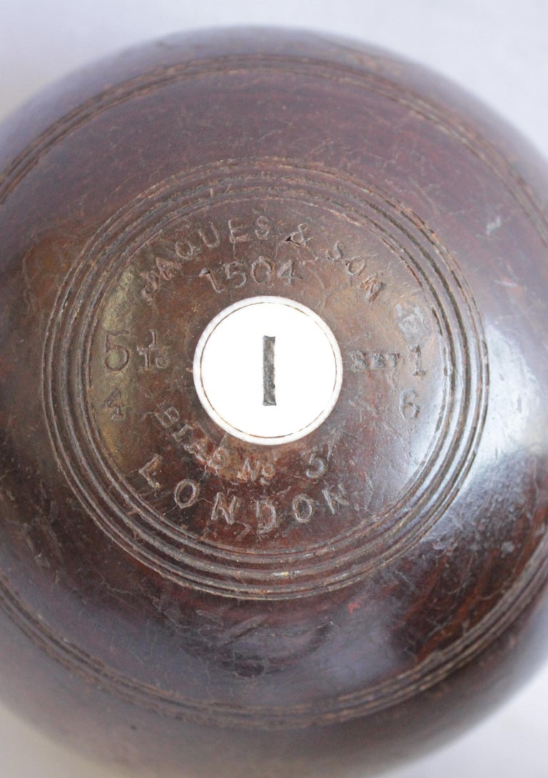 Antique Wooden Lawn Bowling Balls with Monograms at 1stDibs