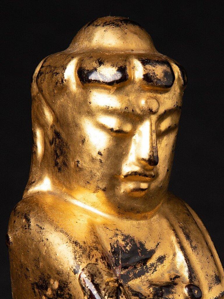 Antique Wooden Lotus Buddha Statue from Burma For Sale at 1stDibs