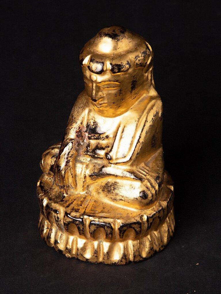 Antique Wooden Lotus Buddha Statue from Burma For Sale 8