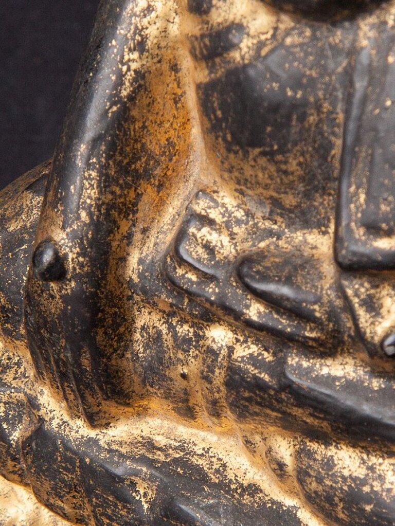 Antique Wooden Lotus Buddha Statue from Burma For Sale at 1stDibs