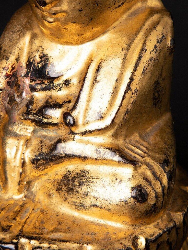 Antique Wooden Lotus Buddha Statue from Burma For Sale at 1stDibs