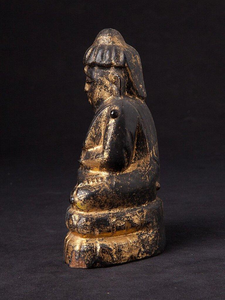 Burmese Antique Wooden Lotus Buddha Statue from Burma For Sale