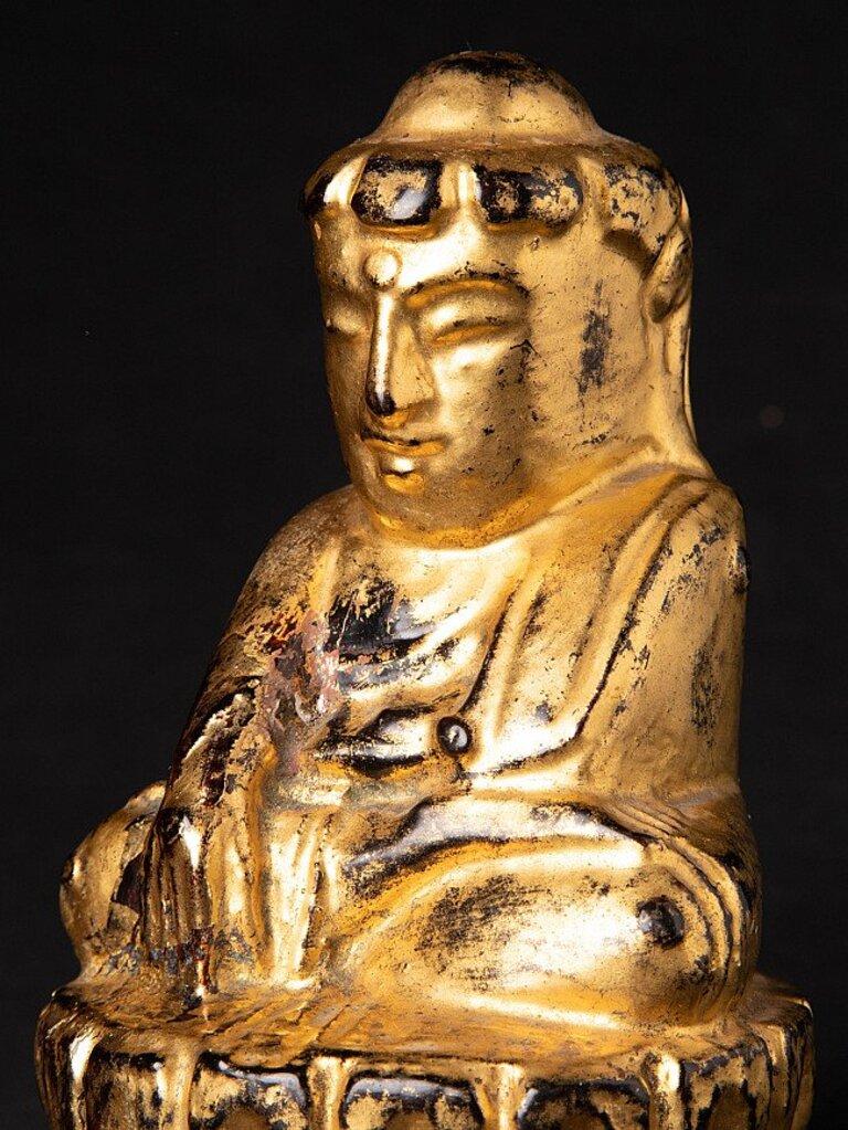 Antique Wooden Lotus Buddha Statue from Burma For Sale 4