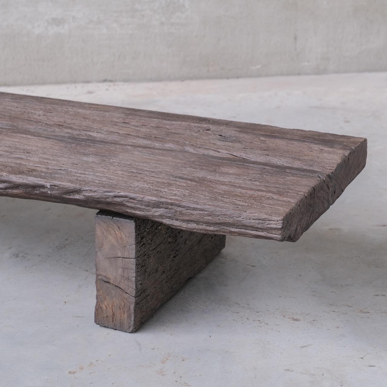 Antique Wooden Low Wabi-Sabi Style Plank Coffee Table In Good Condition For Sale In London, GB