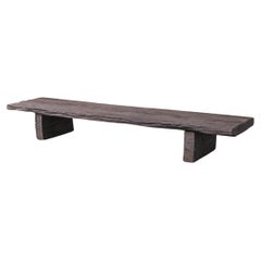 Vintage Wooden Low Wabi-Sabi Style Plank Coffee Table