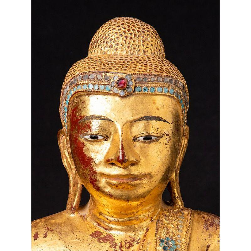 Antiker Mandalay-Buddha aus Holz aus Burma im Angebot 5