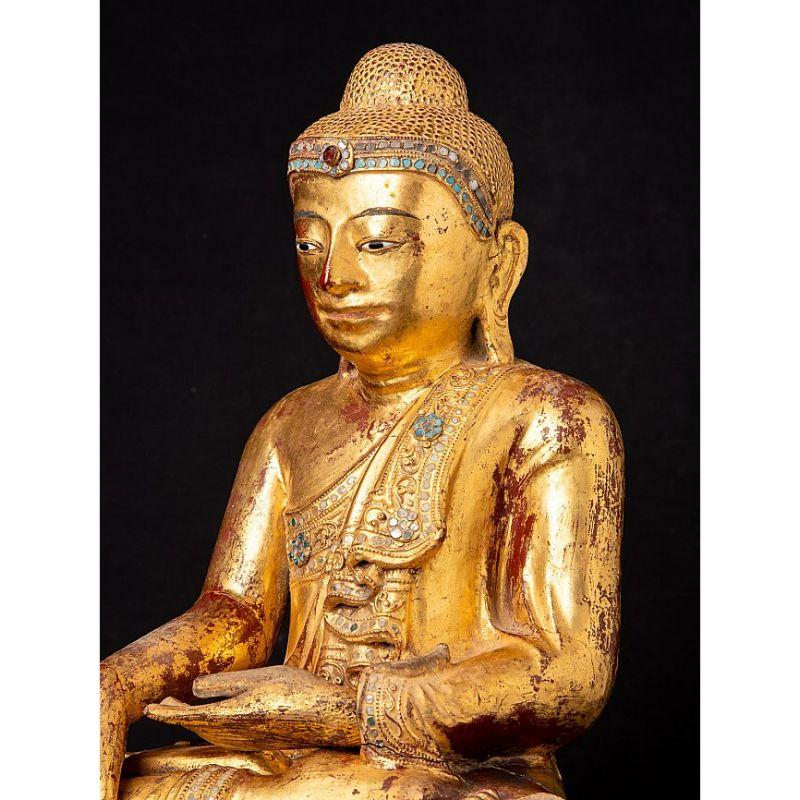 Antiker Mandalay-Buddha aus Holz aus Burma im Angebot 6