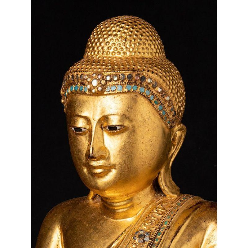 Antique wooden Mandalay Buddha from Burma For Sale 6