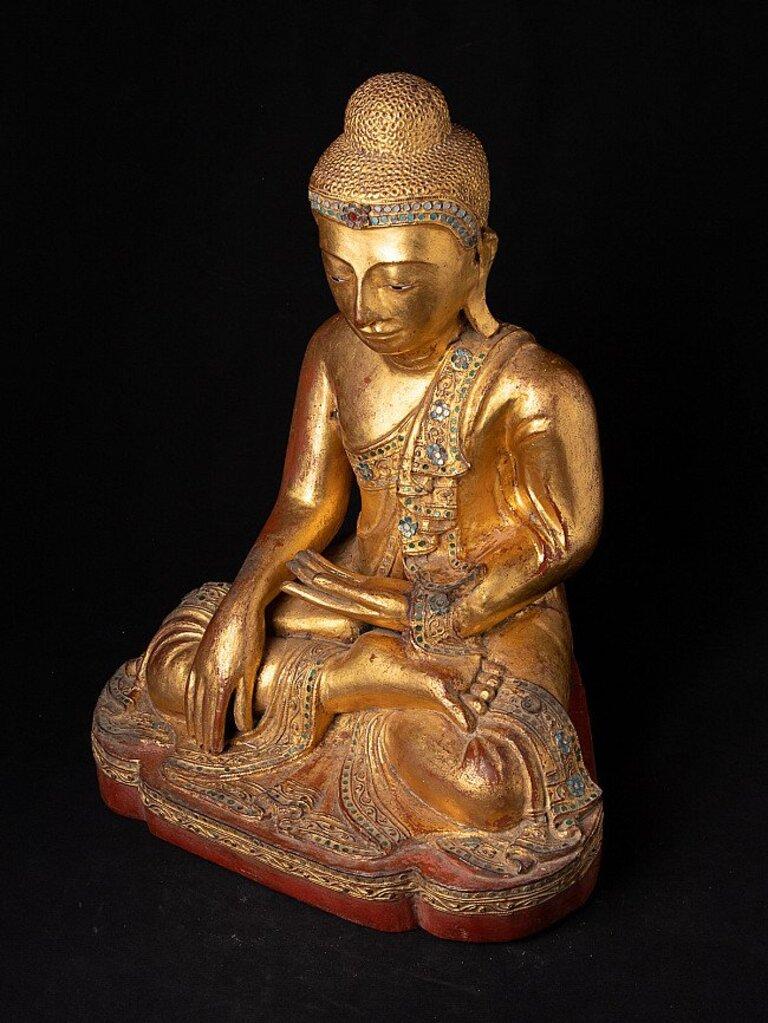 Antique wooden Mandalay Buddha from Burma For Sale 7