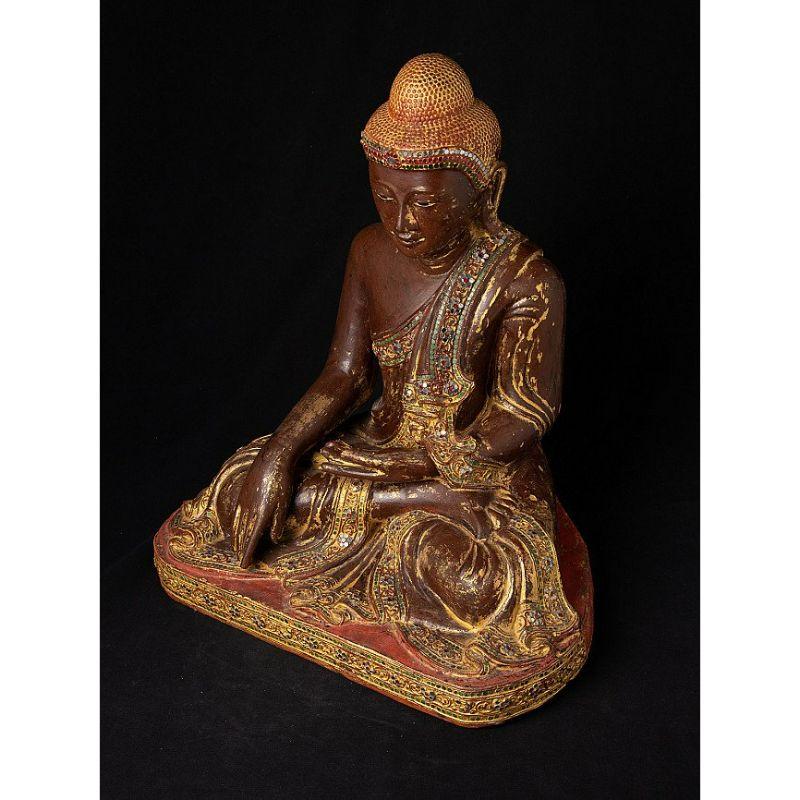 Antique wooden Mandalay Buddha from Burma For Sale 7