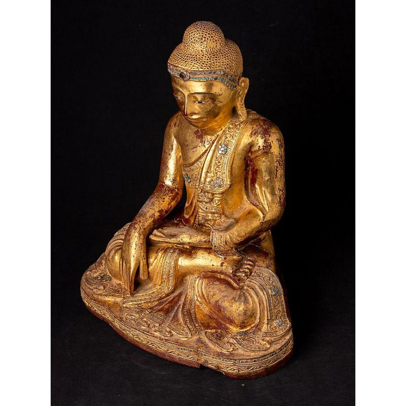 Antiker Mandalay-Buddha aus Holz aus Burma im Angebot 8