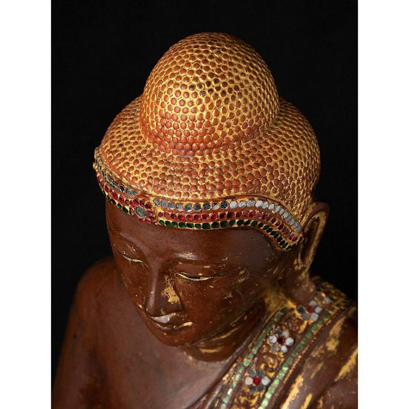 Antique wooden Mandalay Buddha from Burma For Sale 8