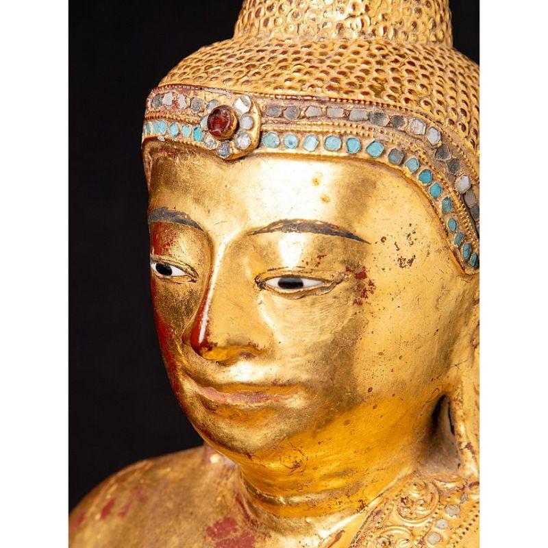Antiker Mandalay-Buddha aus Holz aus Burma im Angebot 10