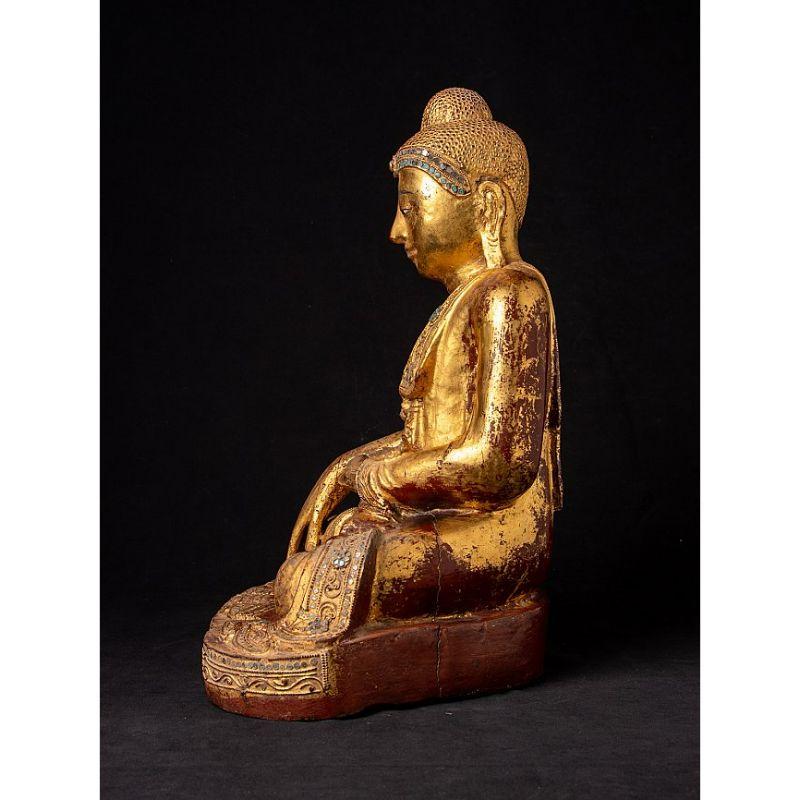 Antiker Mandalay-Buddha aus Holz aus Burma (Birmanisch) im Angebot
