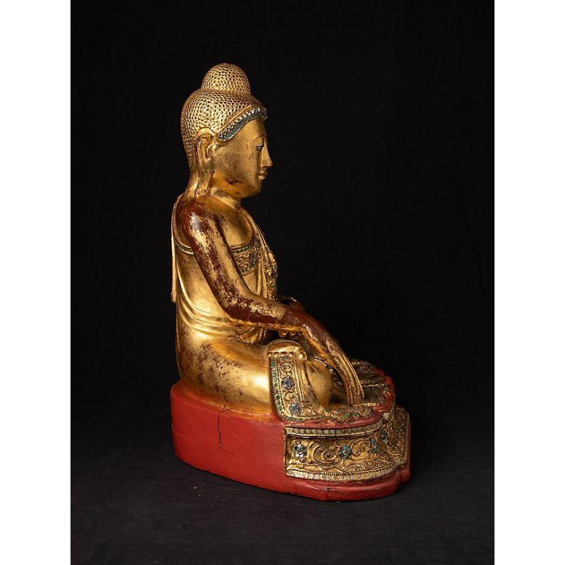 19th Century Antique Wooden Mandalay Buddha from Burma For Sale