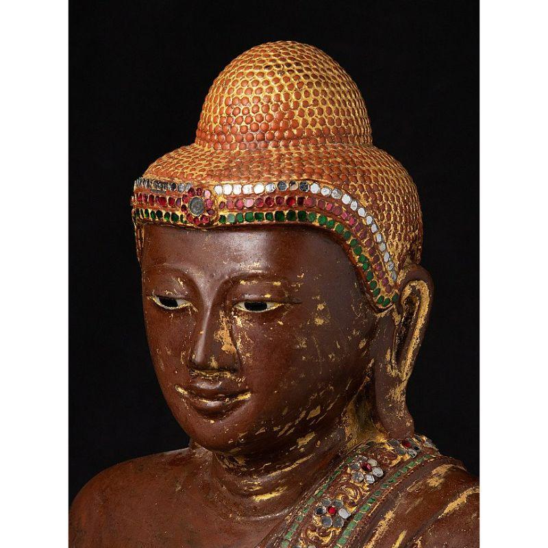 Wood Antique wooden Mandalay Buddha from Burma For Sale