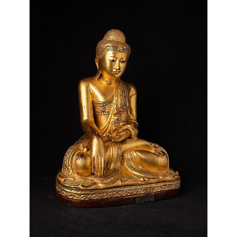 Wood Antique wooden Mandalay Buddha from Burma For Sale