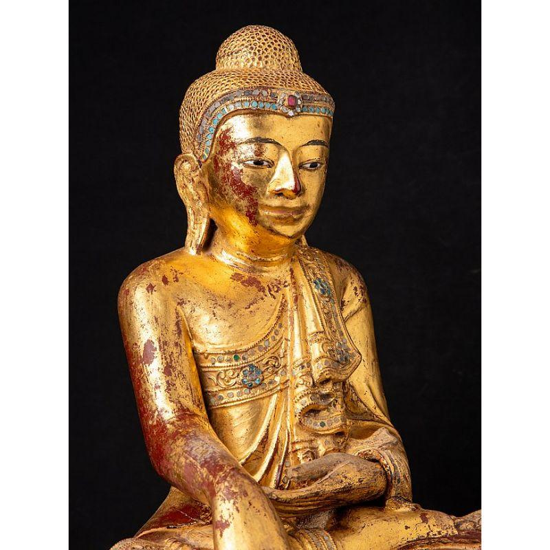 Antiker Mandalay-Buddha aus Holz aus Burma im Angebot 2