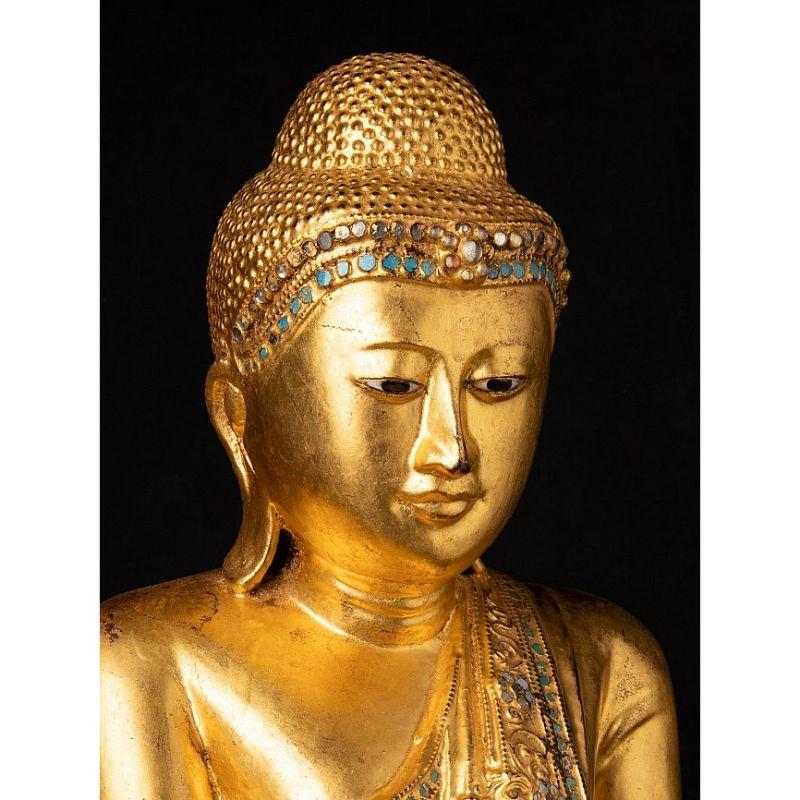 Antique wooden Mandalay Buddha from Burma For Sale 2