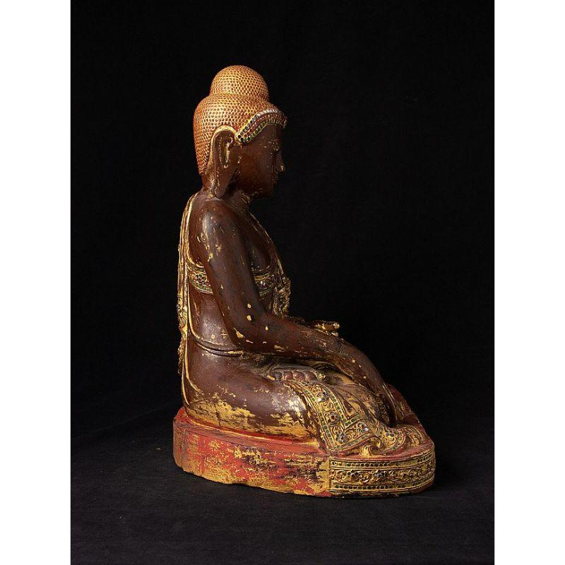 Antique wooden Mandalay Buddha from Burma For Sale 3
