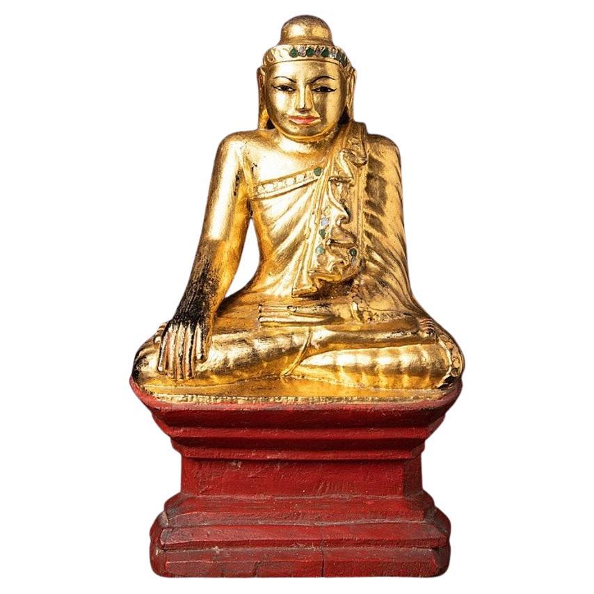 Bouddha Mandalay ancien en bois de Birmanie