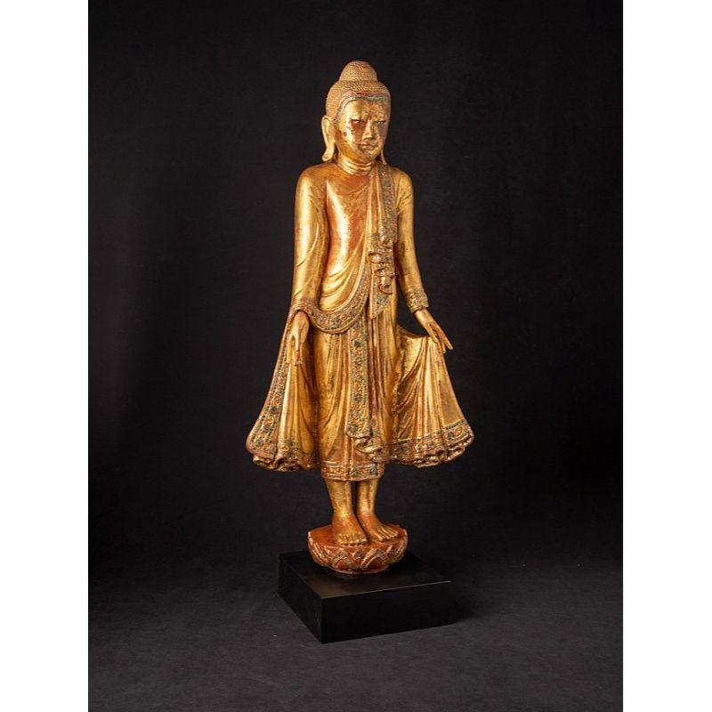 Antique Wooden Mandalay Buddha Statue from Burma For Sale 5
