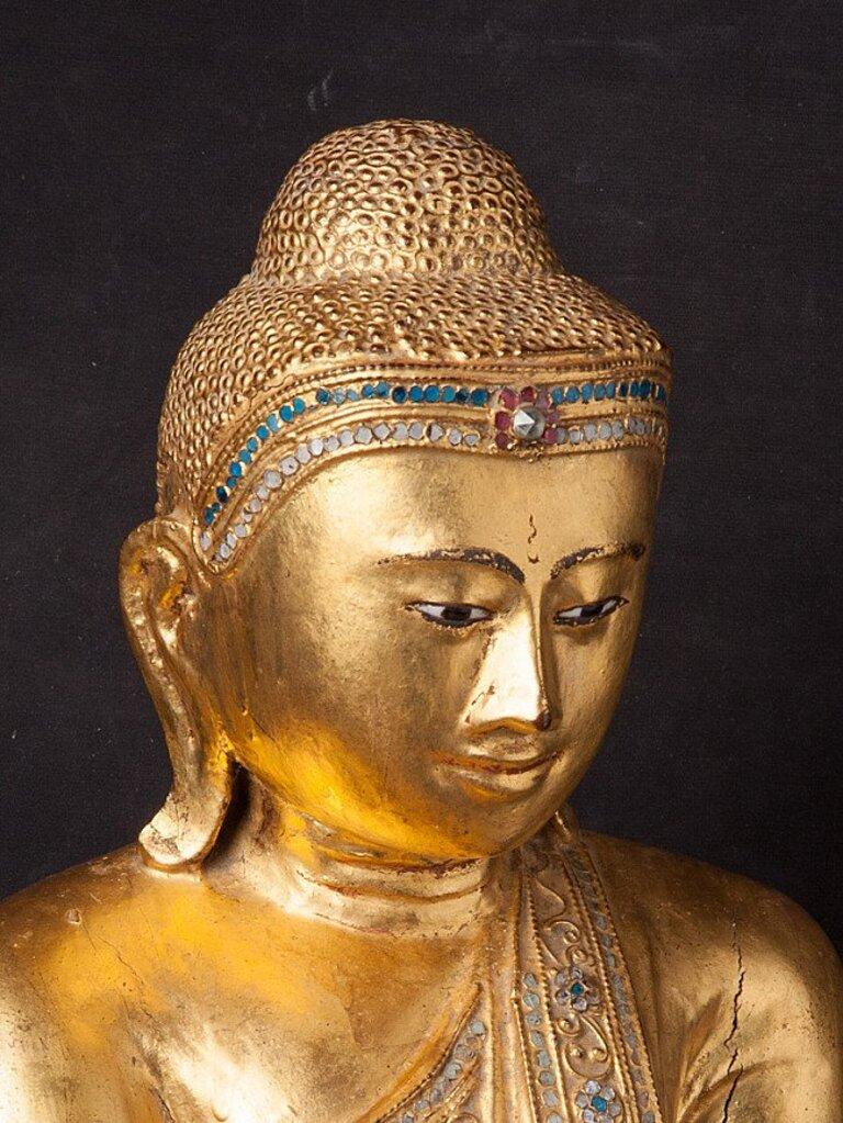 Ancienne statue de Bouddha Mandalay en bois de Birmanie en vente 5