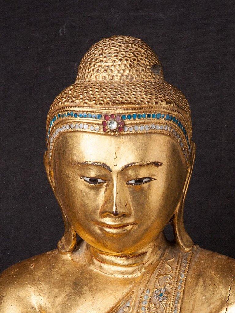 Ancienne statue de Bouddha Mandalay en bois de Birmanie en vente 6
