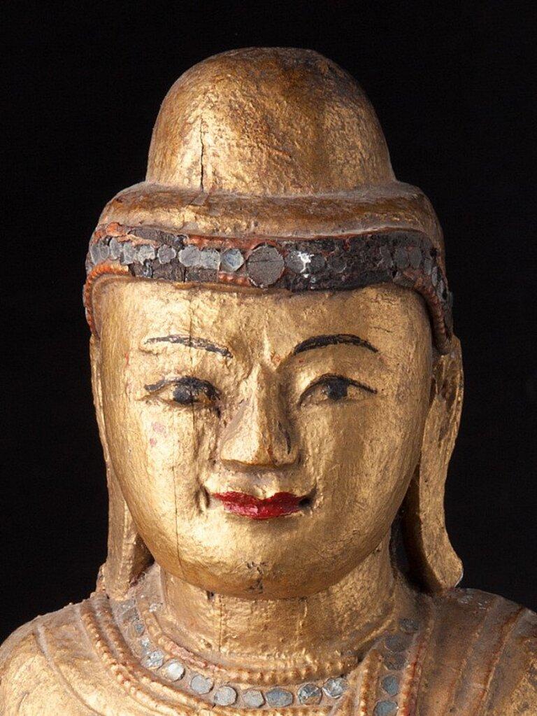 Antique Wooden Mandalay Buddha Statue from Burma For Sale 6