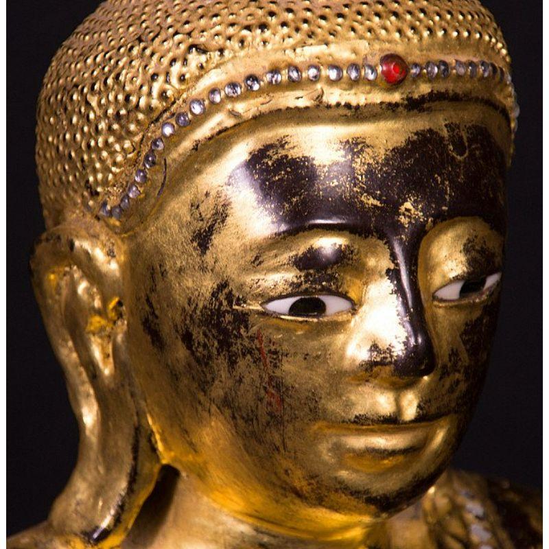 Ancienne statue de Bouddha Mandalay en bois de Birmanie en vente 7