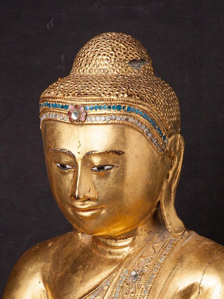 Ancienne statue de Bouddha Mandalay en bois de Birmanie en vente 7