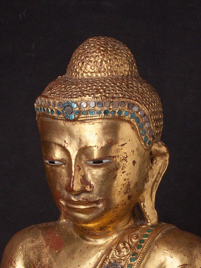 Antique Wooden Mandalay Buddha Statue from Burma For Sale 7