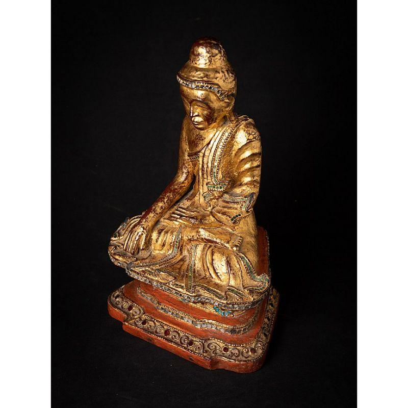 Antique Wooden Mandalay Buddha Statue from Burma For Sale 8