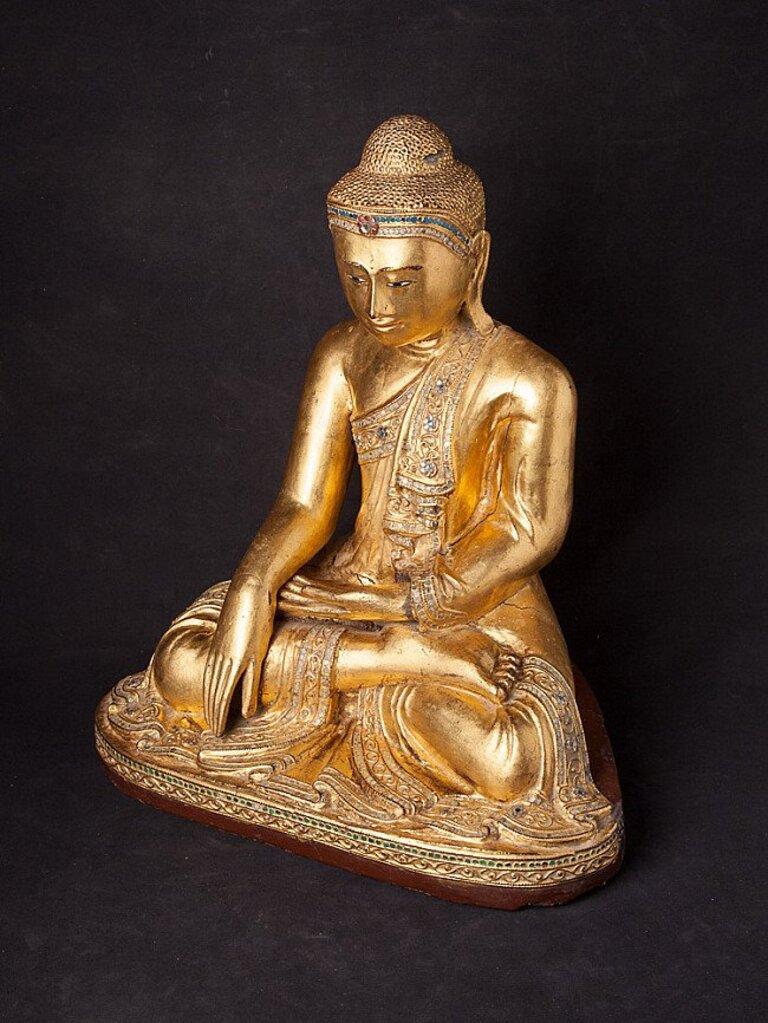 Ancienne statue de Bouddha Mandalay en bois de Birmanie en vente 8