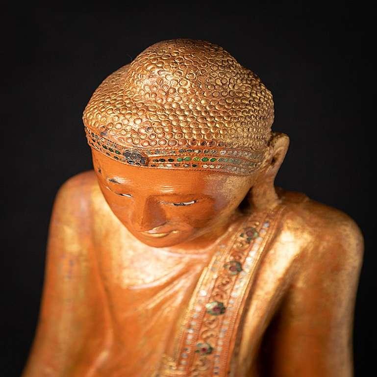Antique wooden Mandalay Buddha statue from Burma For Sale 8
