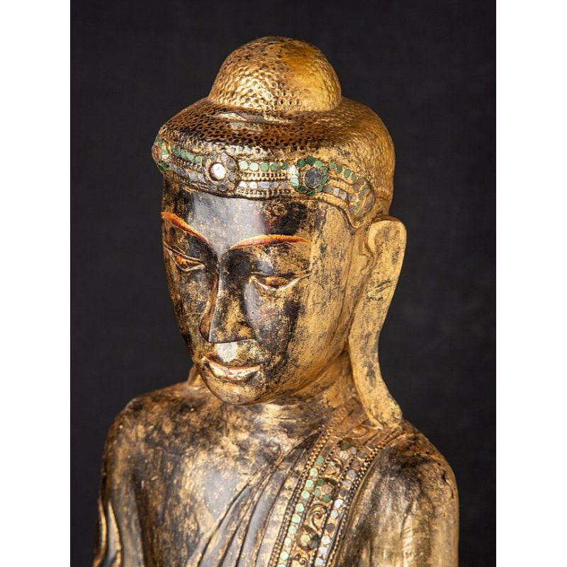 Antique Wooden Mandalay Buddha Statue from Burma For Sale 9