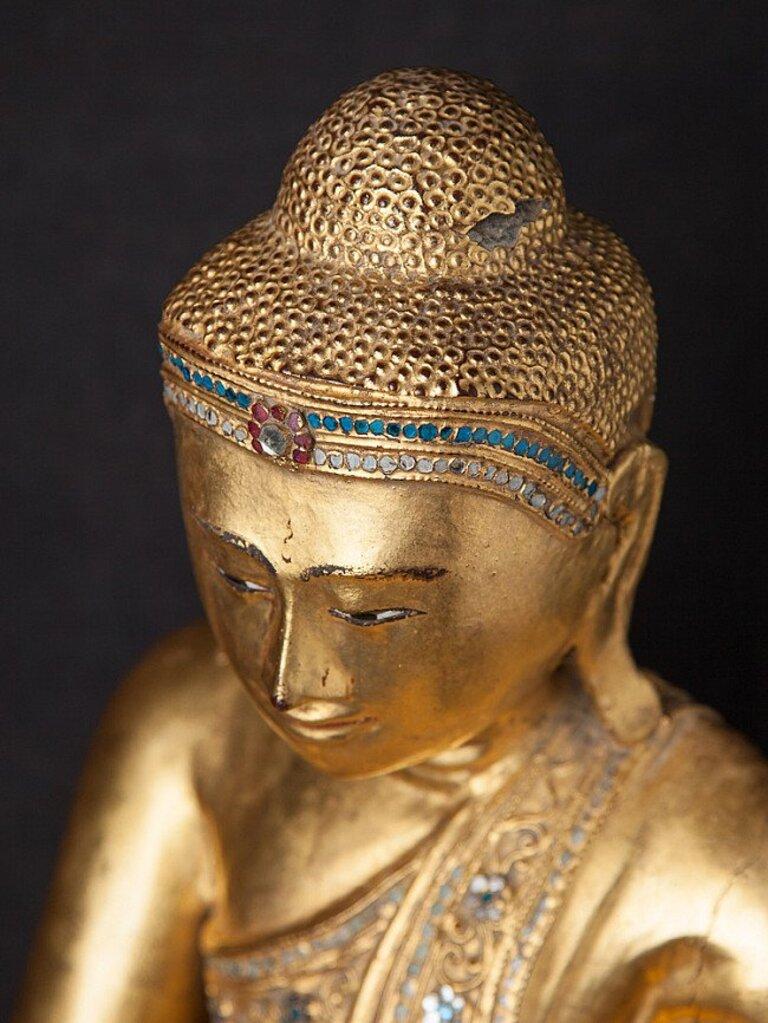 Antique Wooden Mandalay Buddha Statue from Burma For Sale 9
