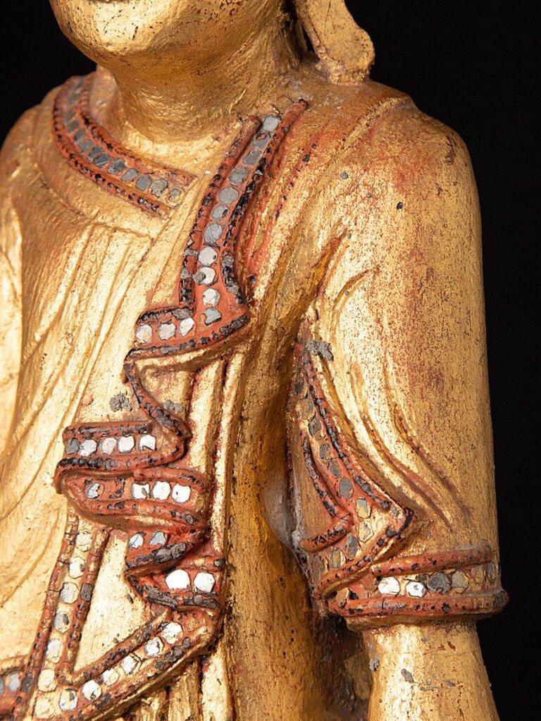 Antique wooden Mandalay Buddha statue from Burma For Sale 10