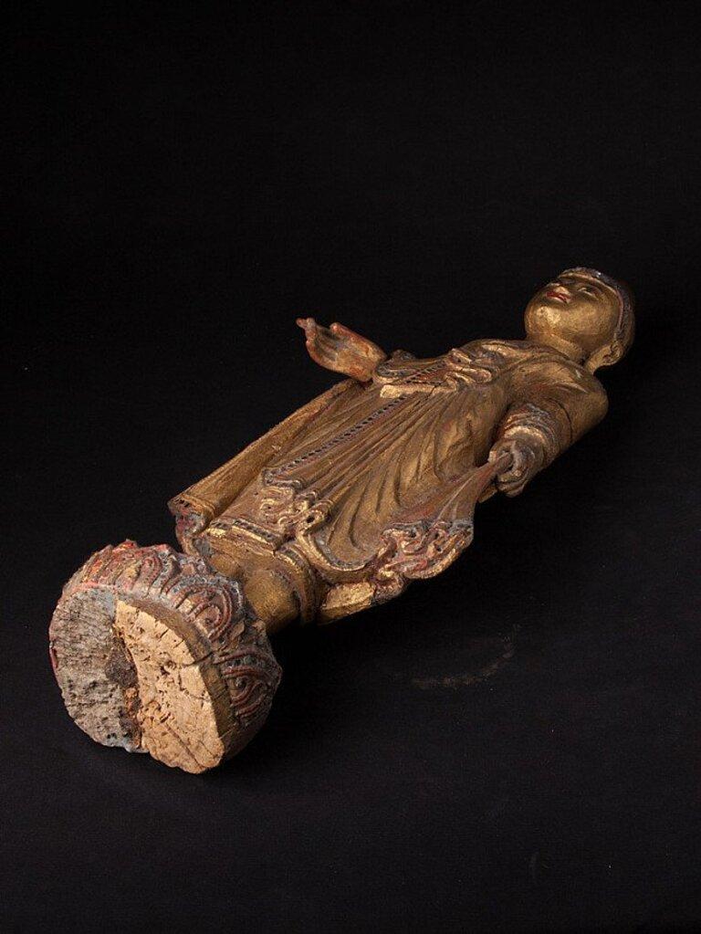 Antique Wooden Mandalay Buddha Statue from Burma For Sale 13