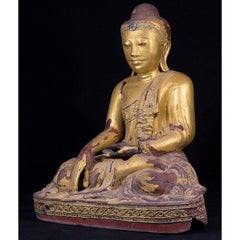 Antique Wooden Mandalay Buddha Statue from Burma